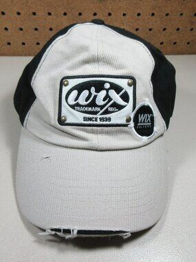 K-Products mens gray an black Wix Filters distressed strapback hat NWT